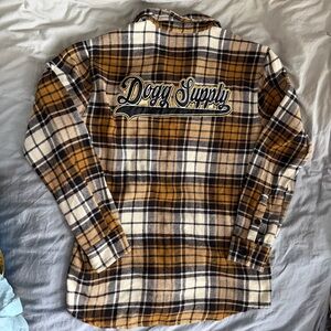 Dogg Supply Men's Plaid Button-Down Shirt - Brown/White